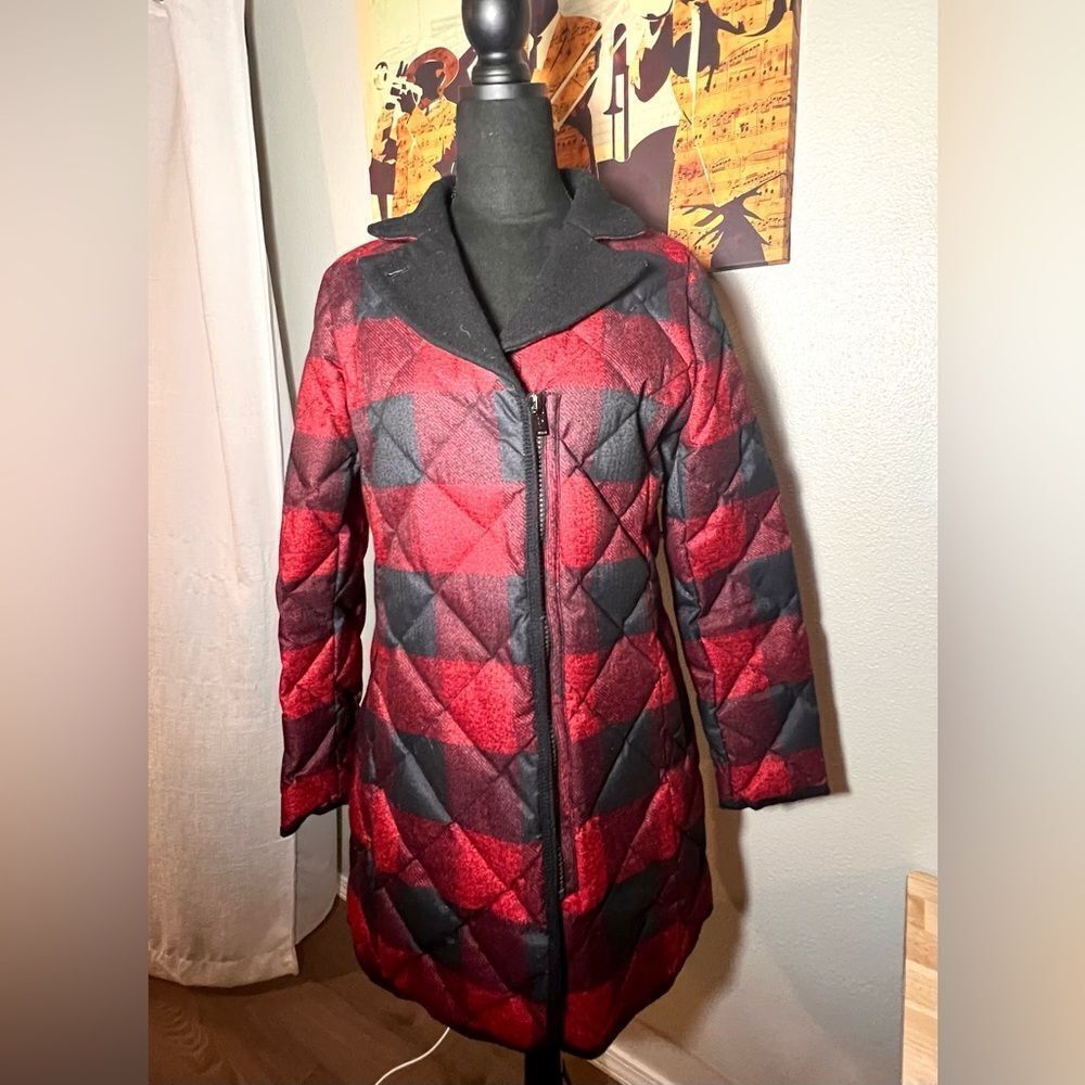 Pendleton Buffalo Check Collared Quilted Mid Length Down Coat EUC! - Picture 9 of 14
